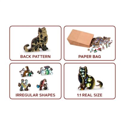 Wooden City Wooden Puzzle: Jeweled Cat, 250pc - Image 9