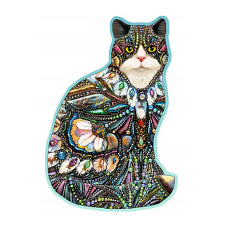 Wooden City Wooden Puzzle: Jeweled Cat, 250pc