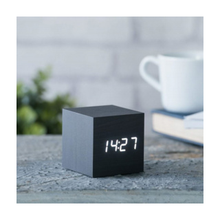 Gingko Cube Click Clock, Black with White LED