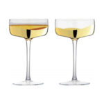 Anton Studio Wave Champagne Saucers, Gold, Set of 2