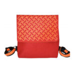 Jo Luping Design Ecofelt Backpack: Harakeke Weave Orange On Red Red