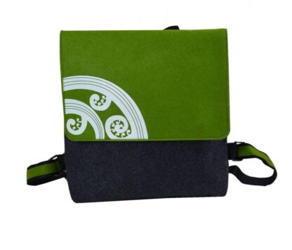 Jo Luping Design Ecofelt Backpack: Koru White On Green Dark Grey - Image 7