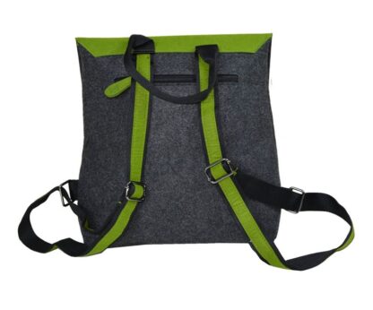 Jo Luping Design Ecofelt Backpack: Koru White On Green Dark Grey - Image 5