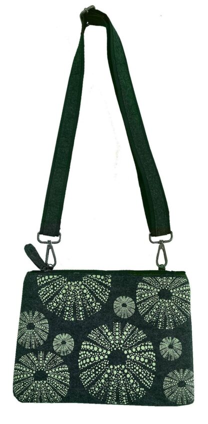 Jo Luping Design Ecofelt Cross Body Bag: Green Kina On Grey - Image 2