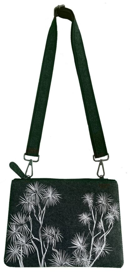 Jo Luping Design Ecofelt Cross Body Bag: Ti Kouka White On Grey - Image 3