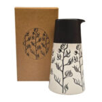 Jo Luping Design Porcelain Jug: Harakeke Black On White