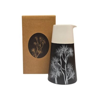 Jo Luping Design Porcelain Jug: Ti Kouka White On Black - Image 2