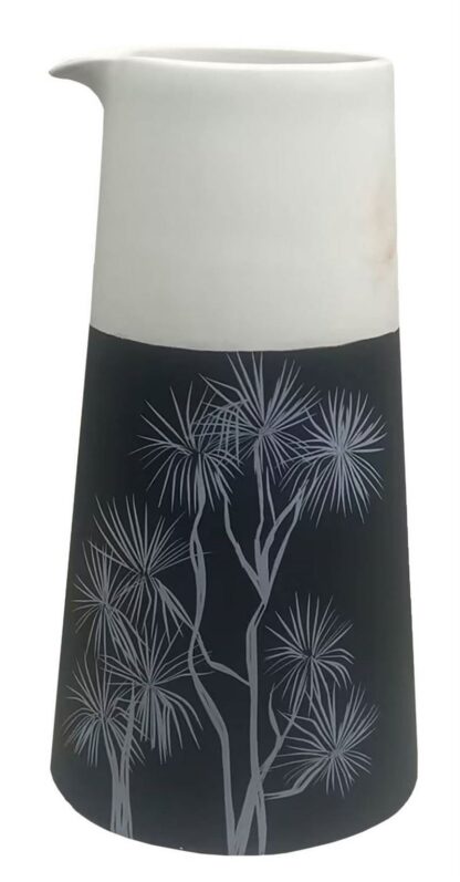 Jo Luping Design Porcelain Jug: Ti Kouka White On Black - Image 3
