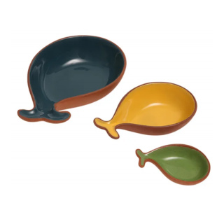 Dexam Sintra Glazed Terracotta Fish-Shaped Tapas Dishes, Set of 3