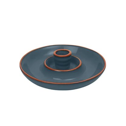 Dexam Sintra Glazed Terracotta Olive Dish, Ink Blue - Image 3