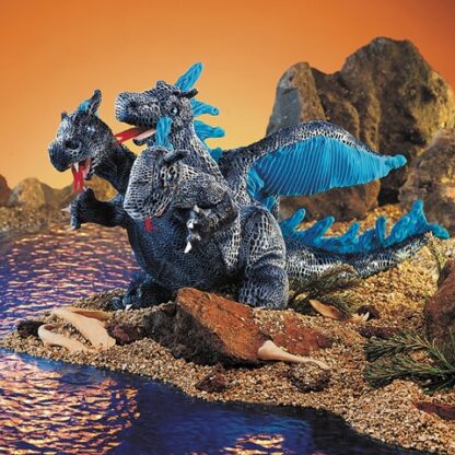 Folkmanis Puppet: Blue Three-Headed Dragon - Image 3