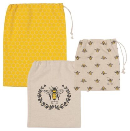 Now Designs 100% Cotton Produce Bags, Busy Bee, Set of 3 - Image 3