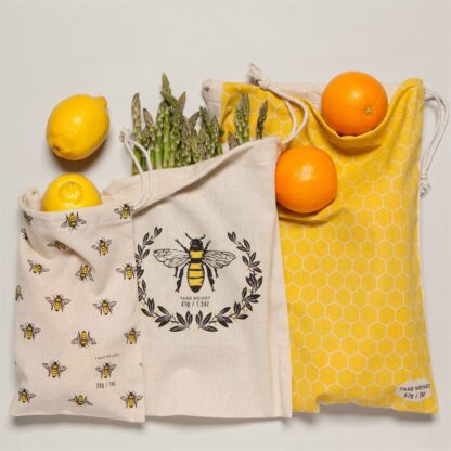Now Designs 100% Cotton Produce Bags, Busy Bee, Set of 3 - Image 6