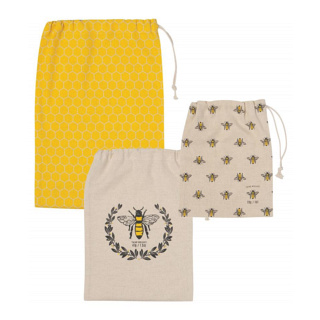 Now Designs 100% Cotton Produce Bags, Busy Bee, Set of 3