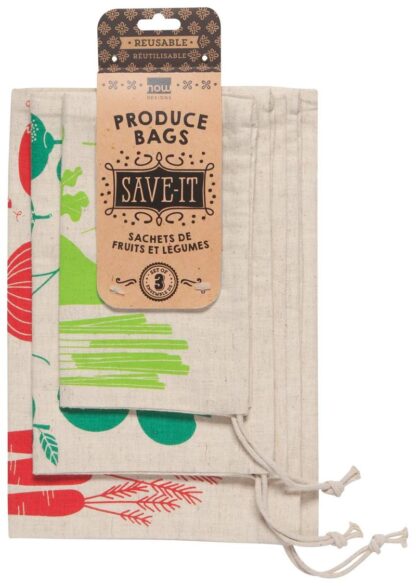 Now Designs 100% Cotton Produce Bags, Fruit & Veg, Set of 3 - Image 2