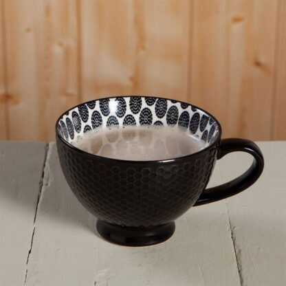 Now Designs Stamped Latte Stoneware Mug, Black - Image 3