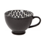 Now Designs Stamped Latte Stoneware Mug, Black