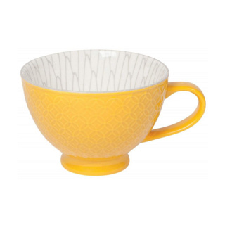 Now Designs Stamped Latte Stoneware Mug, Yellow