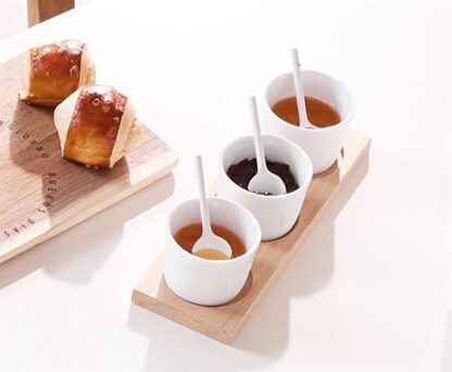 Räder Porcelain Bowls on Acacia Wood Tray, Trio of Hearts - Image 3