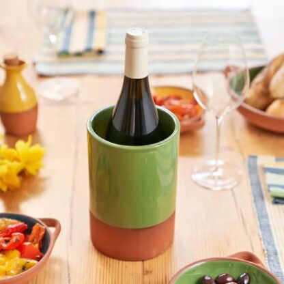 Dexam Sintra Glazed Terracotta Wine Cooler, Green - Image 4
