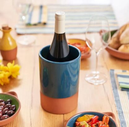 Dexam Sintra Glazed Terracotta Wine Cooler, Ink Blue - Image 3