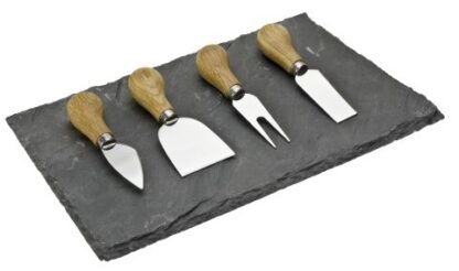 Taylors Slate Cheese Board and Oak Knife Set, 4pc - Image 3