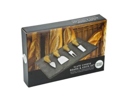 Taylors Slate Cheese Board and Oak Knife Set, 4pc - Image 2