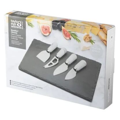 Taylors Brooklyn Chrome Marble Cheese Knife Board Set, 4pc - Image 3