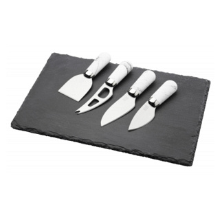 Taylors Brooklyn Chrome Marble Cheese Knife Board Set, 4pc