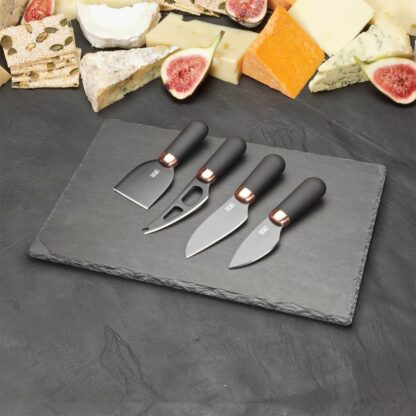 Taylors Brooklyn Copper Cheese Knife & Slate Board Set, 4pc - Image 2