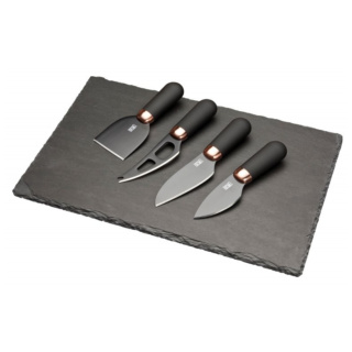 Taylors Brooklyn Copper Cheese Knife & Slate Board Set, 4pc