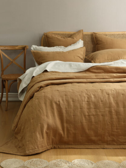 Laundered Linen Bedspread Set, Cumin - Image 2