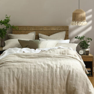 Laundered Linen Bedspread Set, Natural