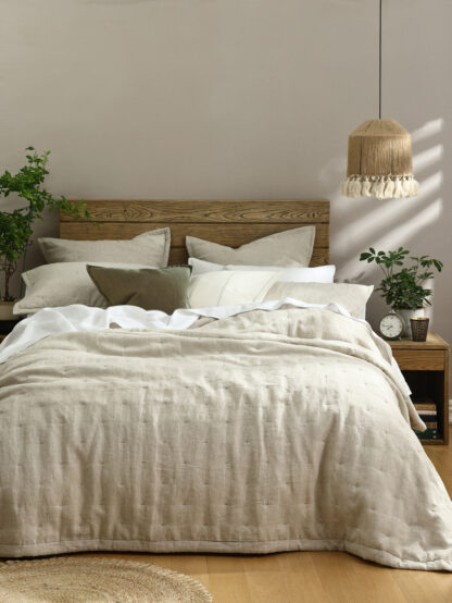 Laundered Linen Bedspread Set, Natural