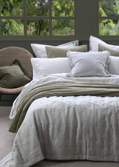 Laundered Linen Bedspread Set, Pewter - Image 2