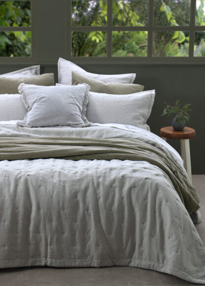 Laundered Linen Bedspread Set, Pewter - Image 3