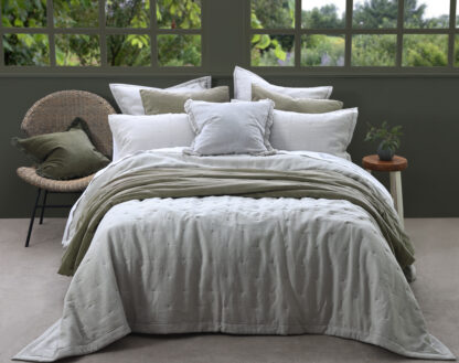 Laundered Linen Bedspread Set, Pewter