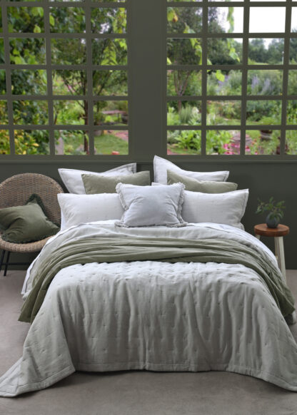 Laundered Linen Bedspread Set, Pewter - Image 4
