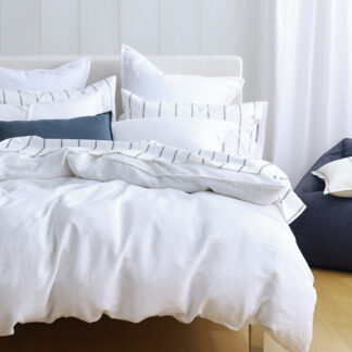 Laundered Linen Duvet Set, White