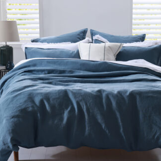 Laundered Linen Duvet Set, Ocean