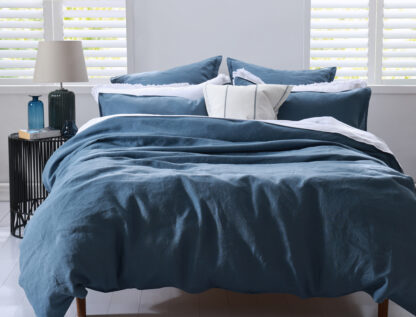 Laundered Linen Duvet Set, Ocean