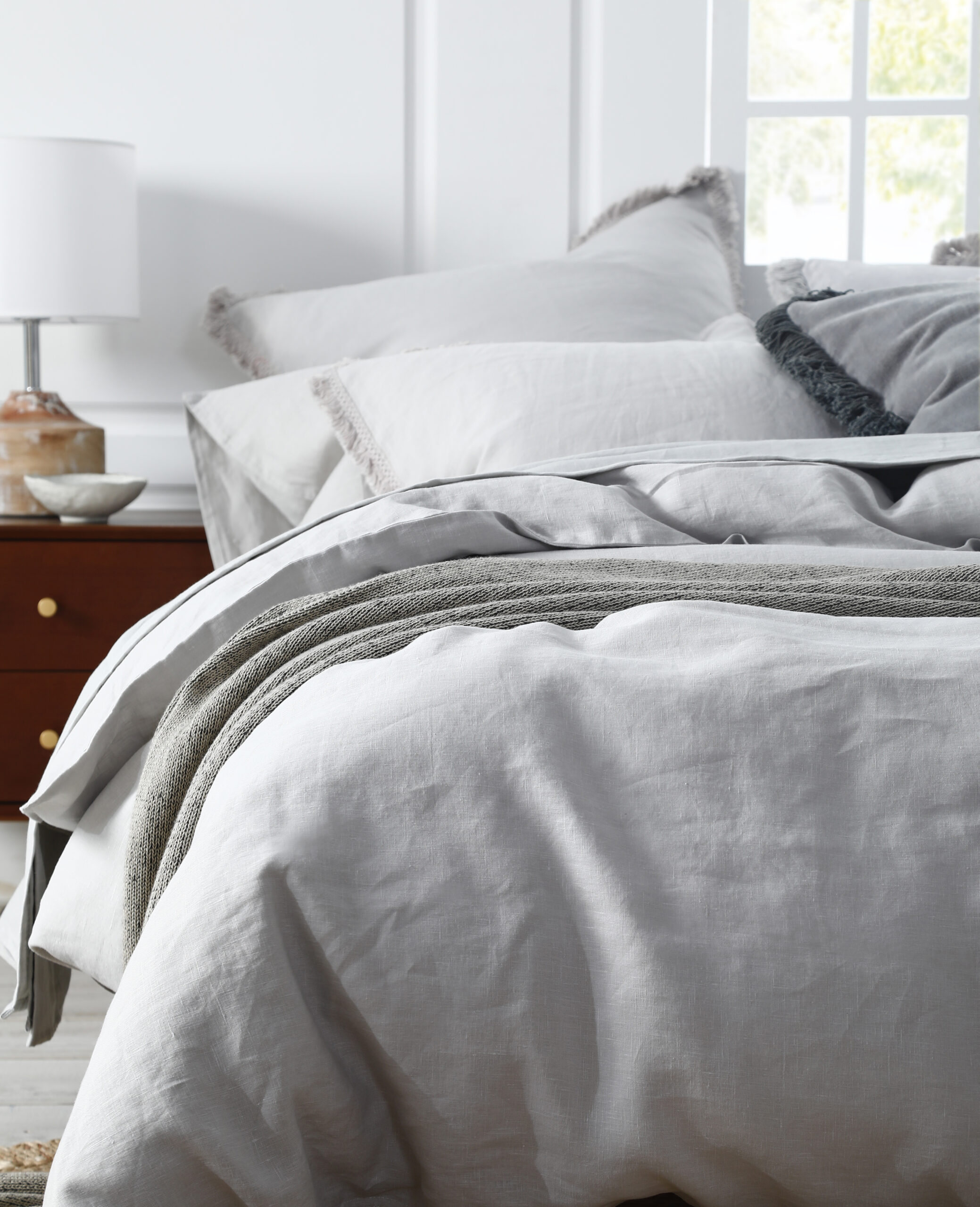 Laundered Linen Duvet Set, Pewter - Image 2