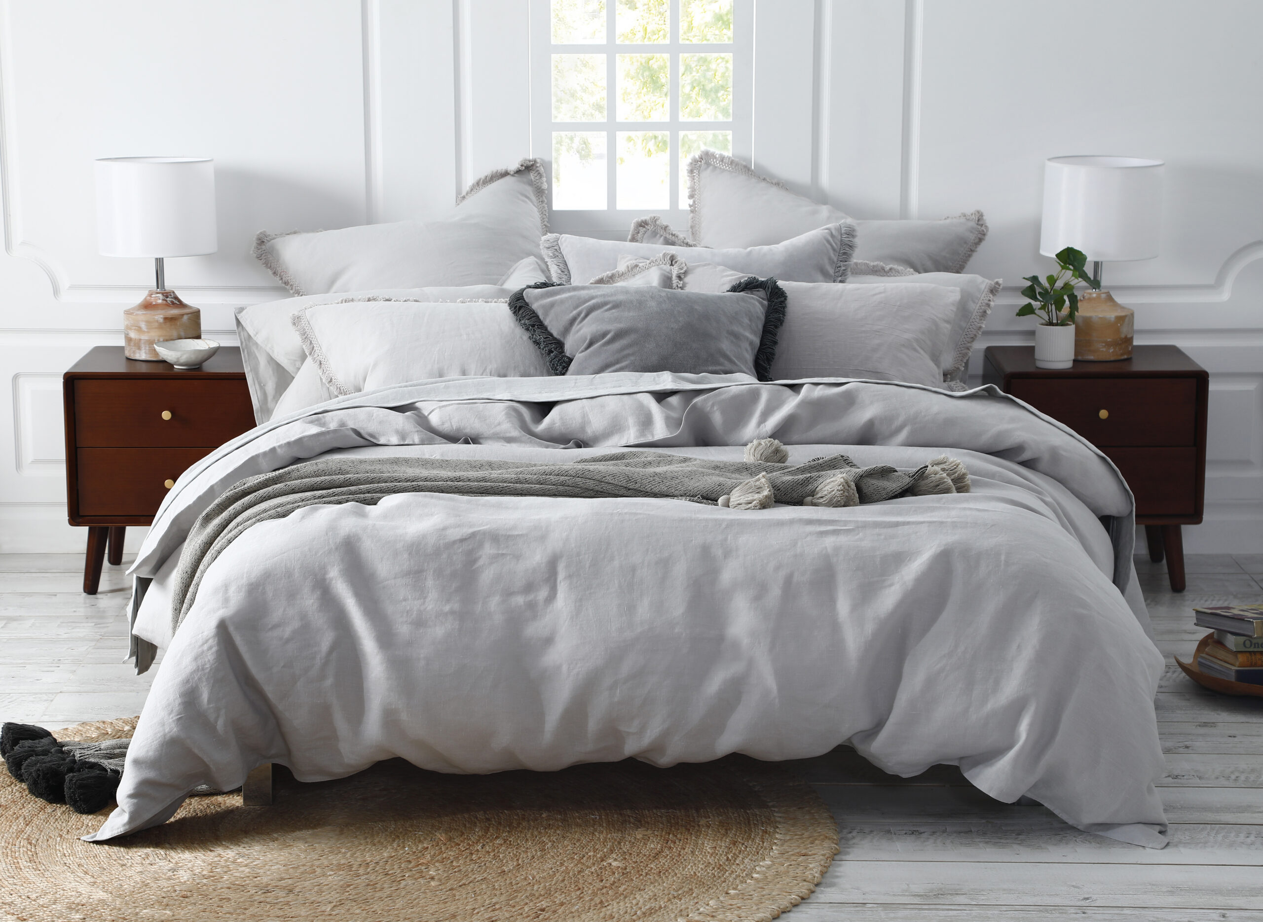 Laundered Linen Duvet Set, Pewter