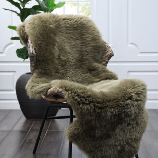 New Zealand Wool Sheepskin Rug, Olive, Double