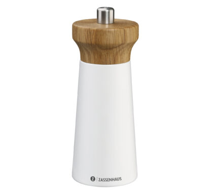Zassenhaus Westerland White/Oak Salt Mill, 14cm - Image 2