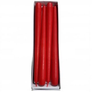 Unwrapped Taper Candles, 250mm, Red, 12 Pack