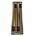 Wrapped Taper Candles, 250mm, Metallic Gold, 12 Pack