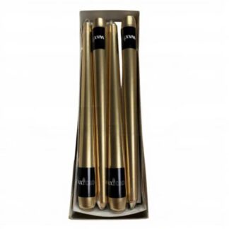 Wrapped Taper Candles, 250mm, Metallic Gold, 12 Pack