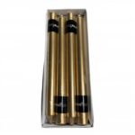 Wrapped Taper Candles, 250mm, Metallic Gold, Straight Sided, 12 Pack