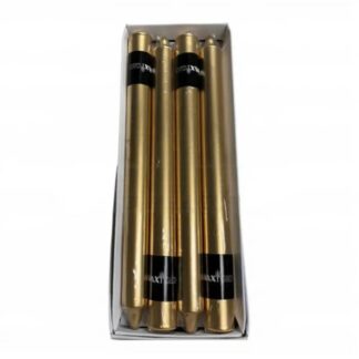 Wrapped Taper Candles, 250mm, Metallic Gold, Straight Sided, 12 Pack